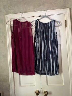 Banana Republic Raspberry and Black Striped Blouse